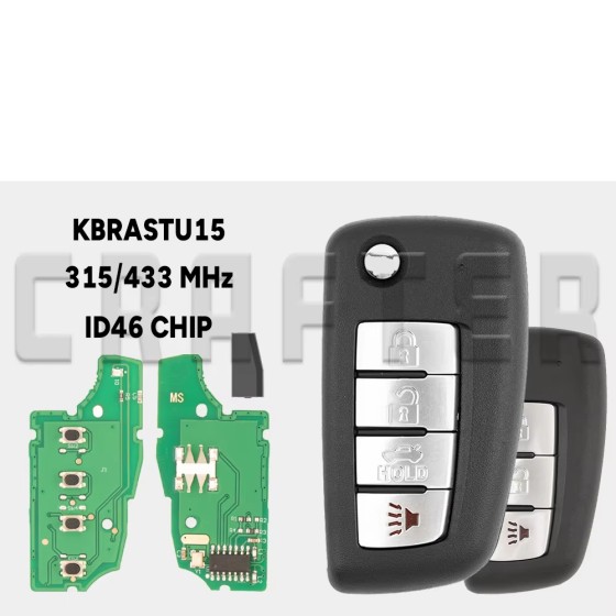 2002-2017 Nissan Infiniti / 3-Button/4-Button Remote Flip Key / KBRASTU15 (AFTERMARKET)